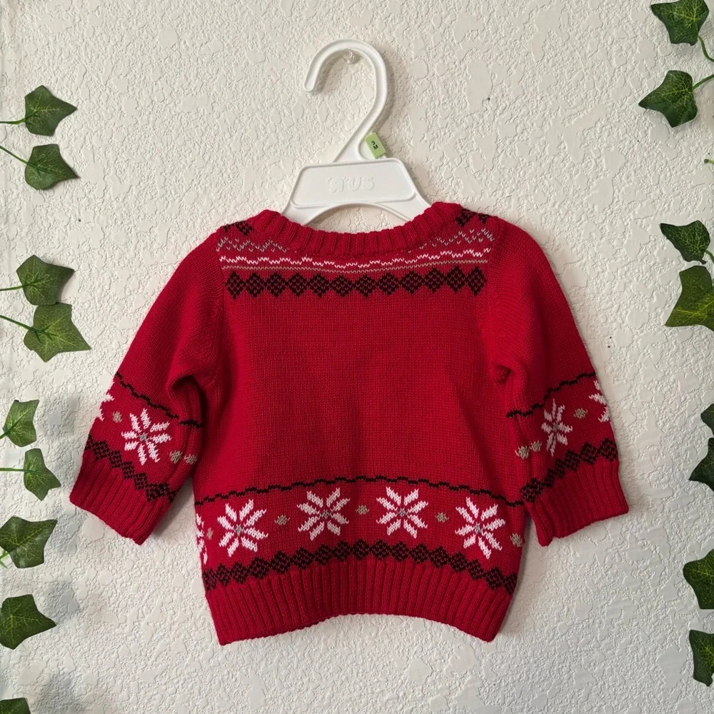 Koala Baby Red Christmas Holiday Reindeer Fair Isle Knit Sweater Size 3 Months